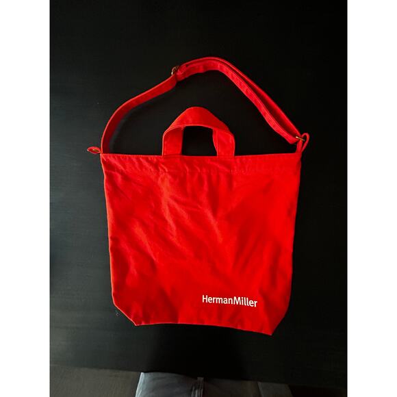 Baggu Herman Miller Red Canvas Tote Bag Crossbody Large Canvas Logo - Picture 7 of 9